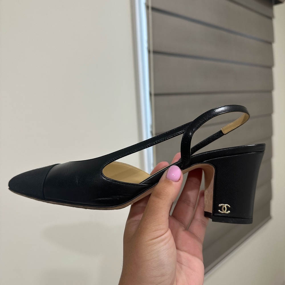 CHANEL Black Slingback Heels
